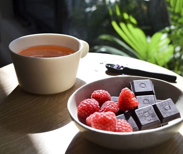 ? Dark chocolate, fresh raspberries and a little French breakfast tea make for a perfect Easter Monday afternoon tea